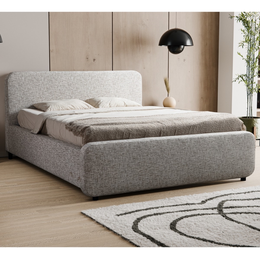 Pat tapițat LAJLA 160x200 cm, fără saltea, bej