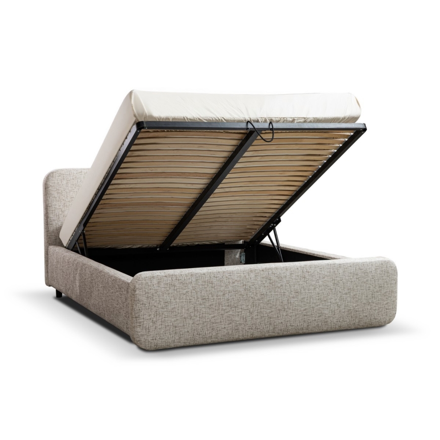 Pat tapițat LAJLA 160x200 cm, fără saltea, bej