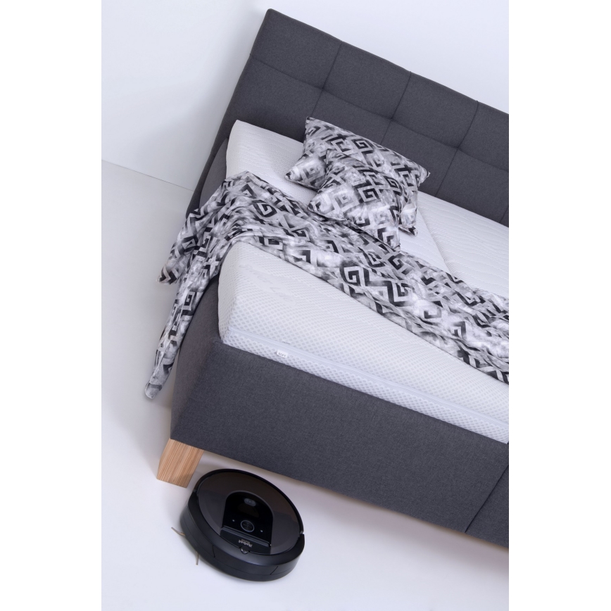 Pat tapițat MARIA 180x200 cm, gri, cu spațiu de depozitare, fără saltea