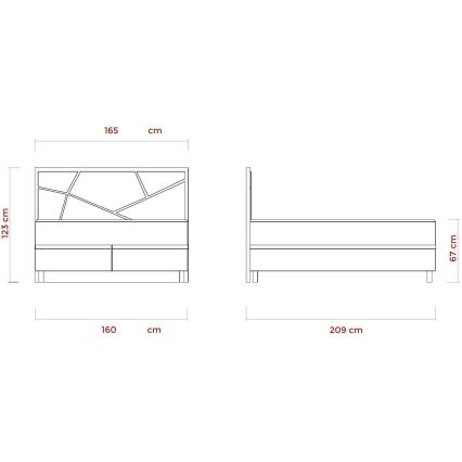 Pat tapițat NAOMI 160x200 cm, cu saltele și spațiu de depozitare, bej