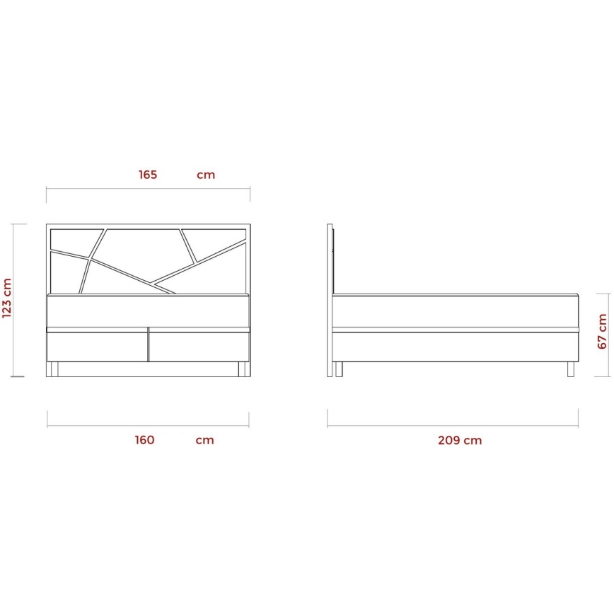Pat tapițat NAOMI 160x200 cm, cu saltele și spațiu de depozitare, bej