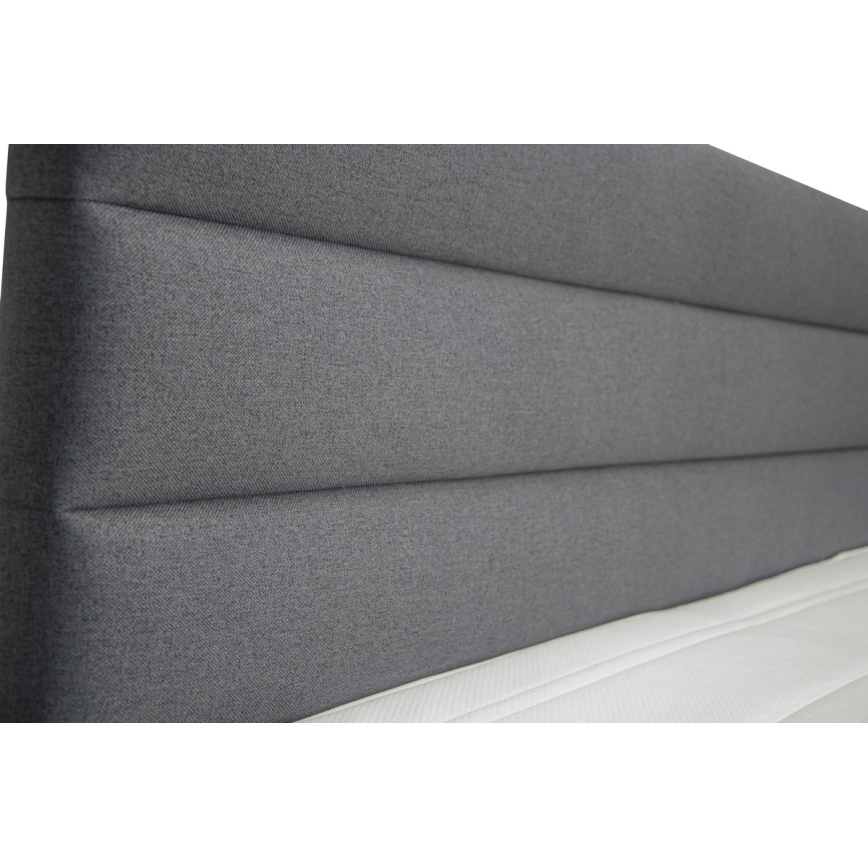 Pat tapițat BOLERO NOU 160x200 cm, gri, cu spațiu de depozitare și saltele cu topper
