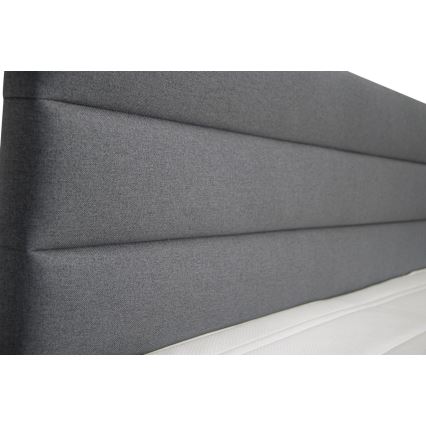 Pat tapițat NEW BOLERO 180 x 200 cm, cu spațiu de depozitare și saltele cu topper, gri