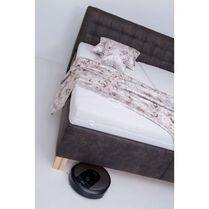 Pat tapițat VIOLET, 180 x 200 cm, gri închis, cu saltea și spațiu de depozitare