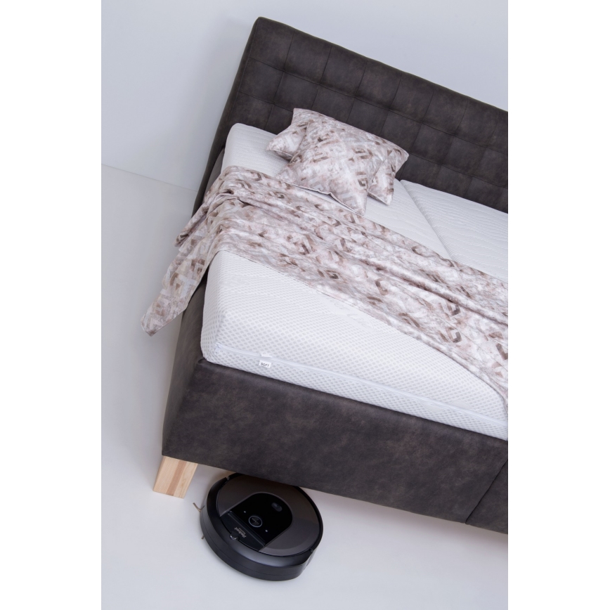 Pat tapițat VIOLET 180 x 200 cm, gri închis, cu spațiu de depozitare, fără saltea