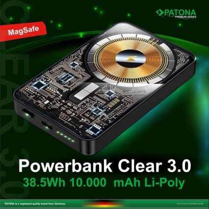 PATONA - Power Bank 10000mAh Li-Pol-PD20W încărcare MagSafe USB-C și Qi