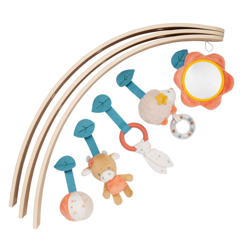 Pătură de joacă cu trapez din lemn Nattou MILA, ZOE & LANA