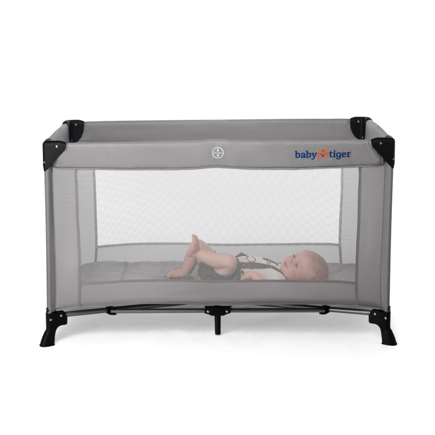 Pătuț de voiaj Baby Tiger VIKI gri KINDERKRAFT