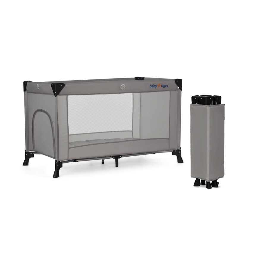 Pătuț de voiaj Baby Tiger VIKI gri KINDERKRAFT