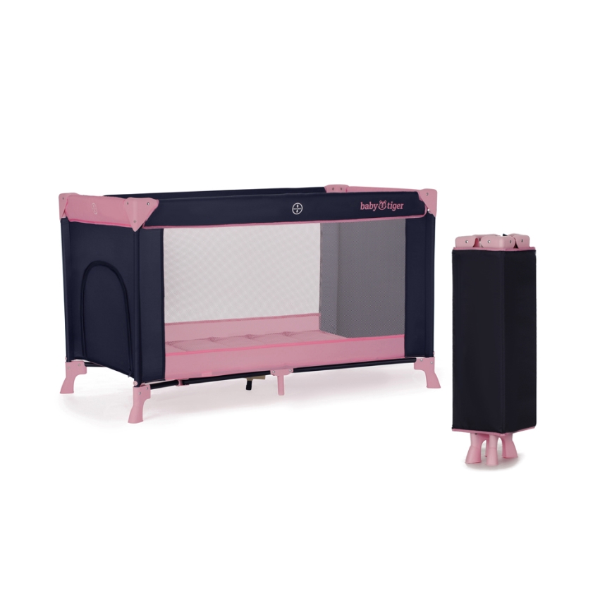 Pătuț de voiaj Baby Tiger VIKI roz KINDERKRAFT