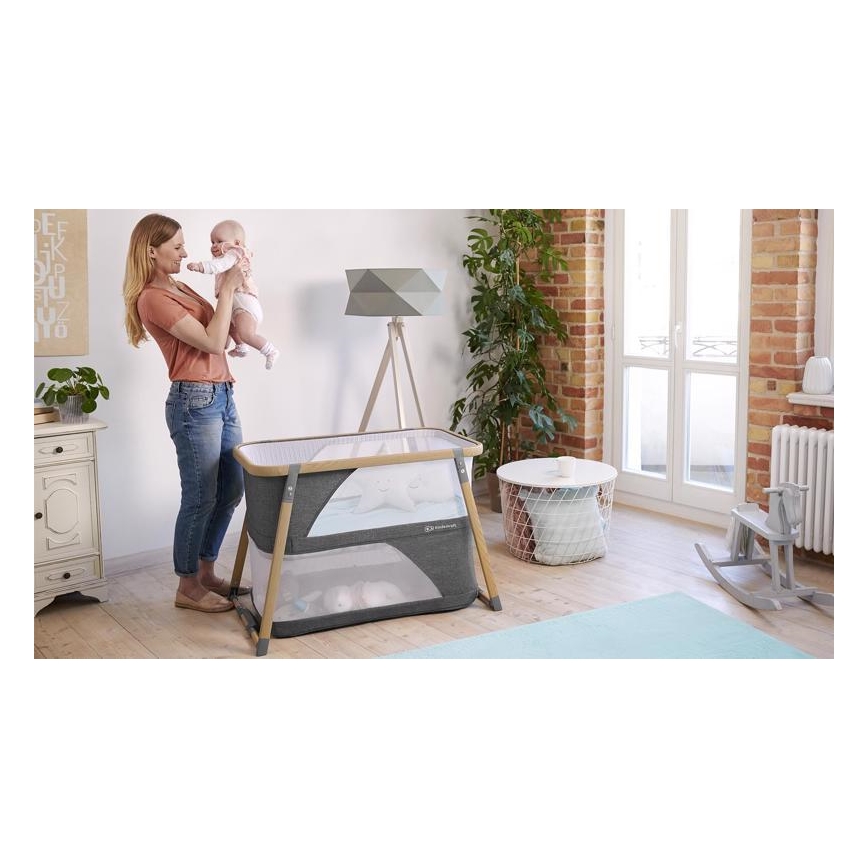 Pătuț de voiaj KINDERKRAFT  4 în 1 SOFI gri