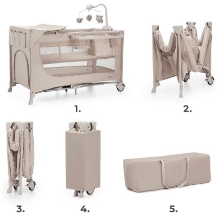 Pătuț de voiaj KINDERKRAFT JOY 2 bej cu accesorii