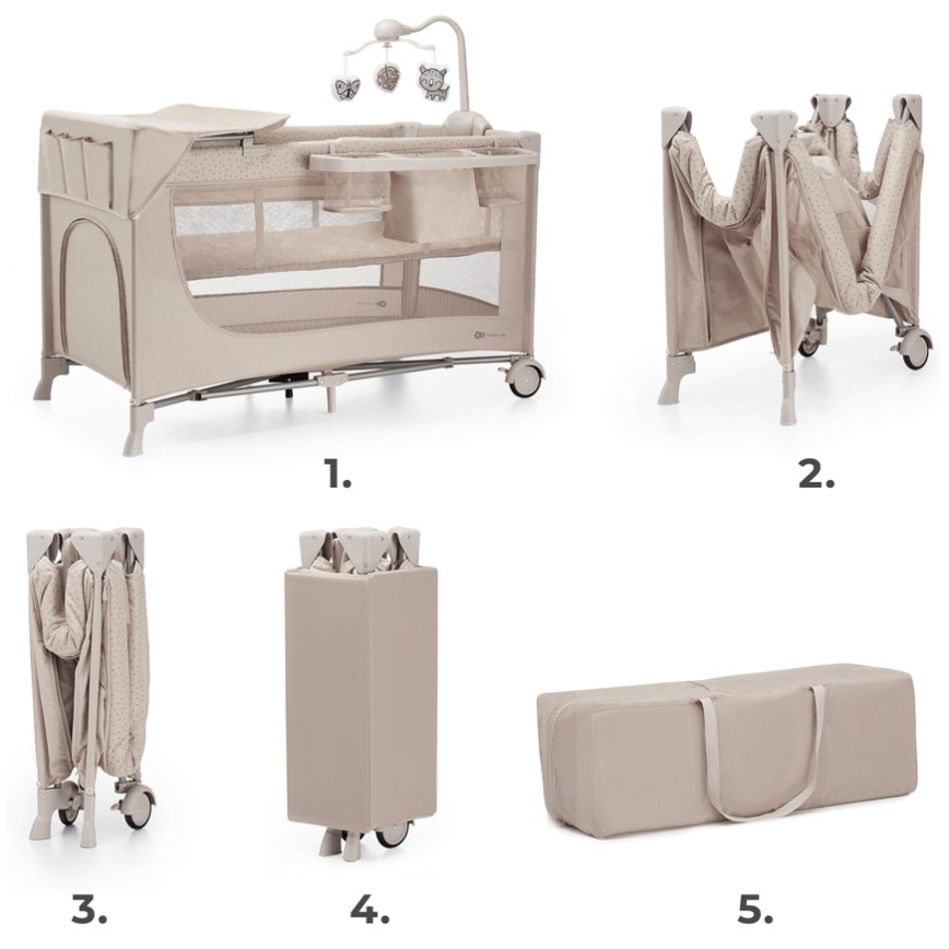 Pătuț de voiaj KINDERKRAFT JOY 2 bej cu accesorii