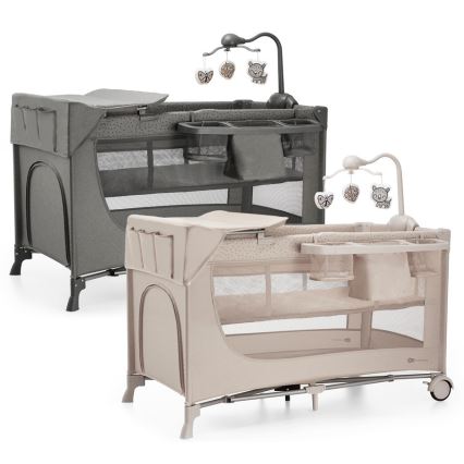 Pătuț de voiaj KINDERKRAFT JOY 2 gri cu accesorii