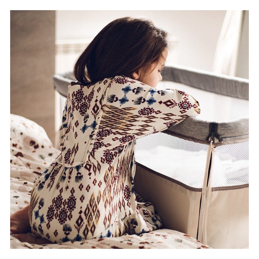 Pătuț pentru bebeluși LEONIE gri/bej