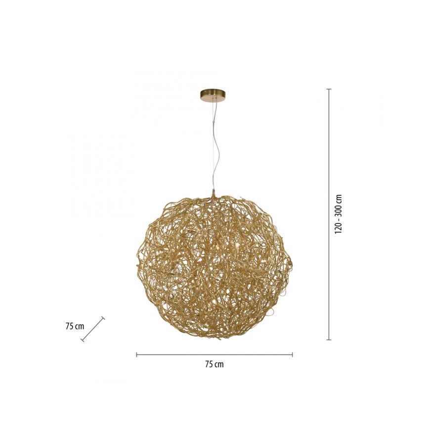 Paul Neuhaus 2019-12 - Lustră suspendată pe cablu SAREA 15xG9/40W/230V aurie