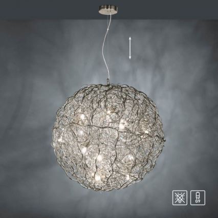 Paul Neuhaus 2019-21 - Candelabru suspendat pe cablu SAREA 15xG9/40W/230V argintiu