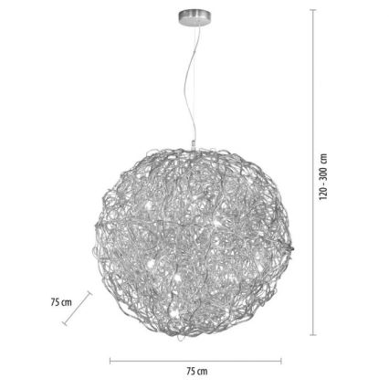 Paul Neuhaus 2019-21 - Candelabru suspendat pe cablu SAREA 15xG9/40W/230V argintiu