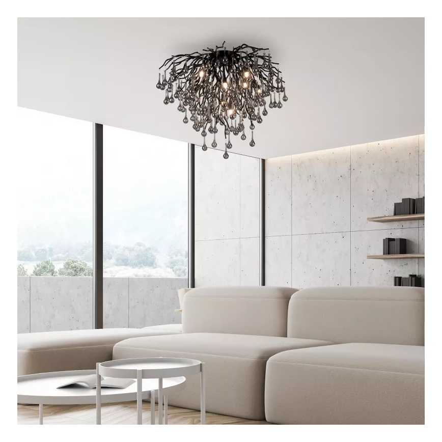 Paul Neuhaus 8091-18 - Lustru aplicat ICICLE 9xG9/40W/230V Ø 50 cm, negru