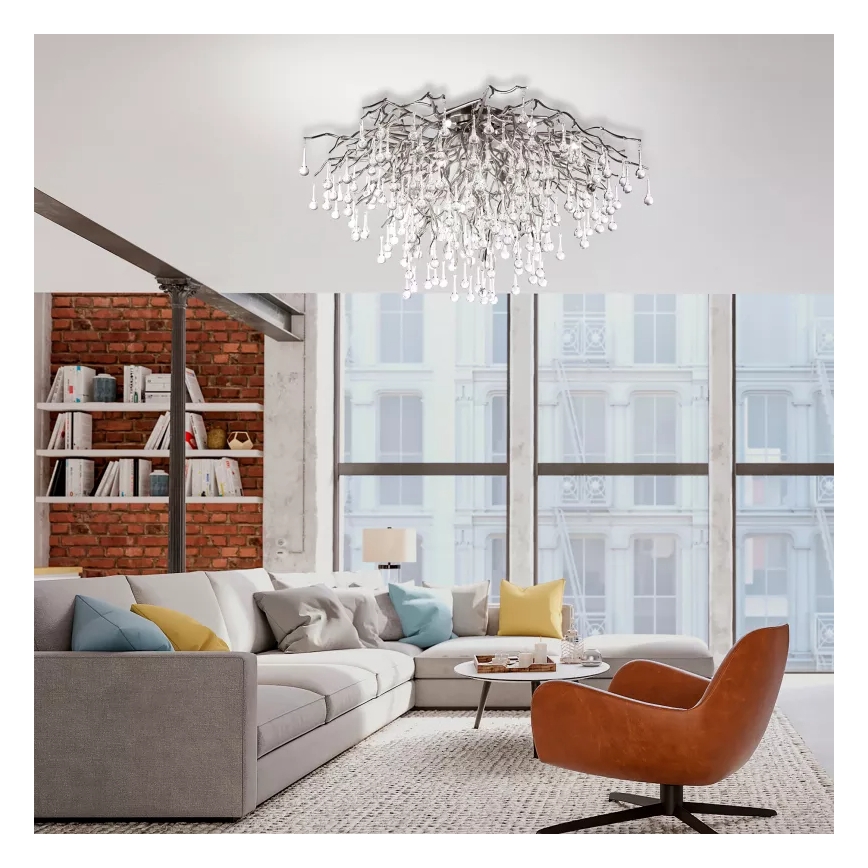 Paul Neuhaus 8092-55 - Plafonieră aplicată ICICLE, 14xG9/40W/230V, Ø 100 cm, crom lucios