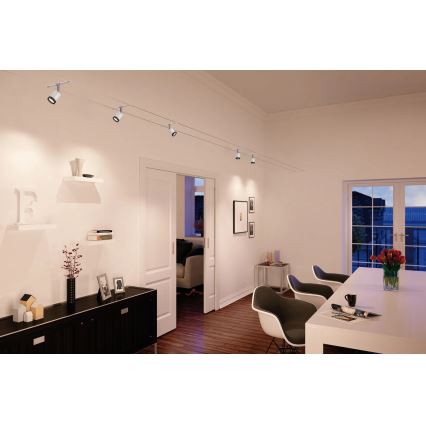 Paulmann 3981 - Set 5xLED/4W sistem complet pe cablu TUBE 230V crom mat/negru