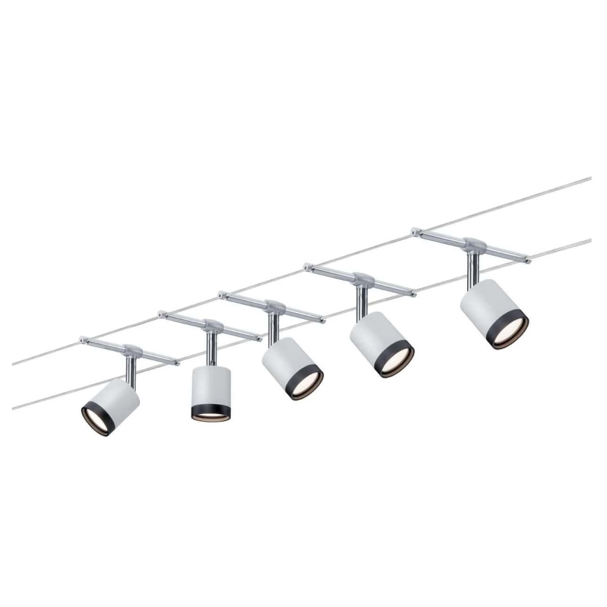 Paulmann 3981 - Set 5xLED/4W sistem complet pe cablu TUBE 230V crom mat/negru