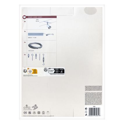 Paulmann 3981 - Set 5xLED/4W sistem complet pe cablu TUBE 230V crom mat/negru