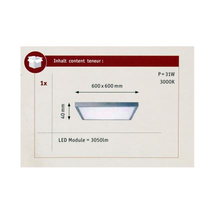 Paulmann 70652 - LED/30W Plafonieră LUNAR 230V