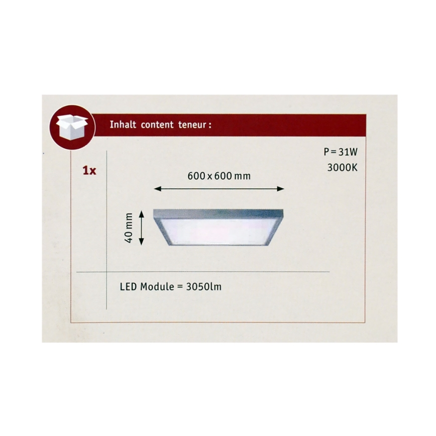 Paulmann 70652 - LED/30W Plafonieră LUNAR 230V