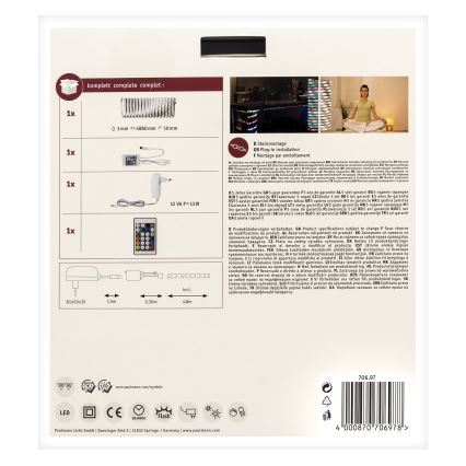 Paulmann 70697 - Bandă LED RGBW/10,5W reglabilă DIGITAL 4,8m 230V + telecomandă