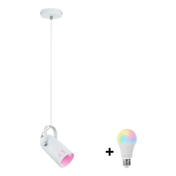 Paulmann 79767 - Lustră LAVEA LED RGBW 1xE27/9W, 230V, pe cablu, albă