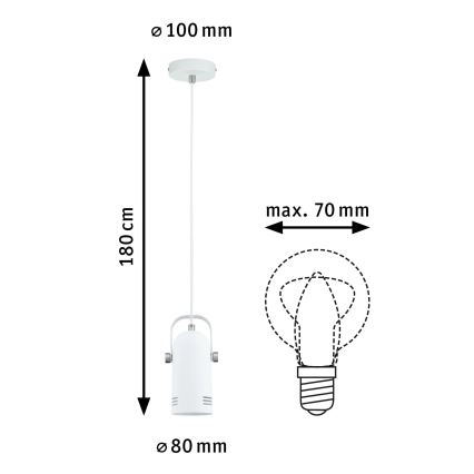 Paulmann 79767 - Lustră LAVEA LED RGBW 1xE27/9W, 230V, pe cablu, albă
