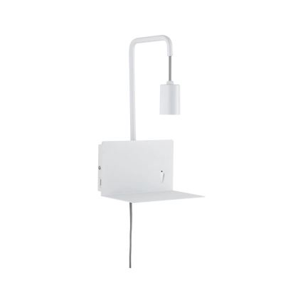 Paulmann 79812 - Lampă de perete CALVANI cu poliță și port USB, 1xE27/40W, 230V, albă
