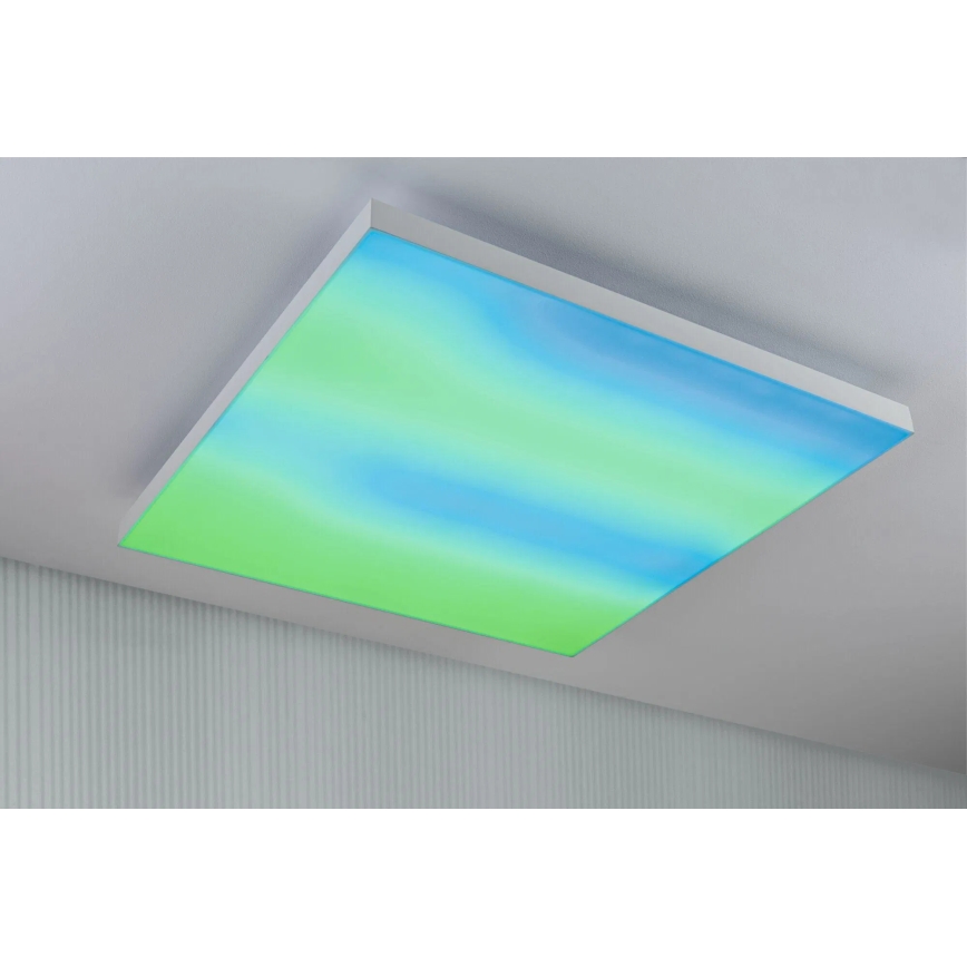 Plafonieră LED dimabilă Paulmann LORIA 79910, 31W RGBW, 230V, 3000–6500K, 59,5 x 59,5 cm, albă + telecomandă