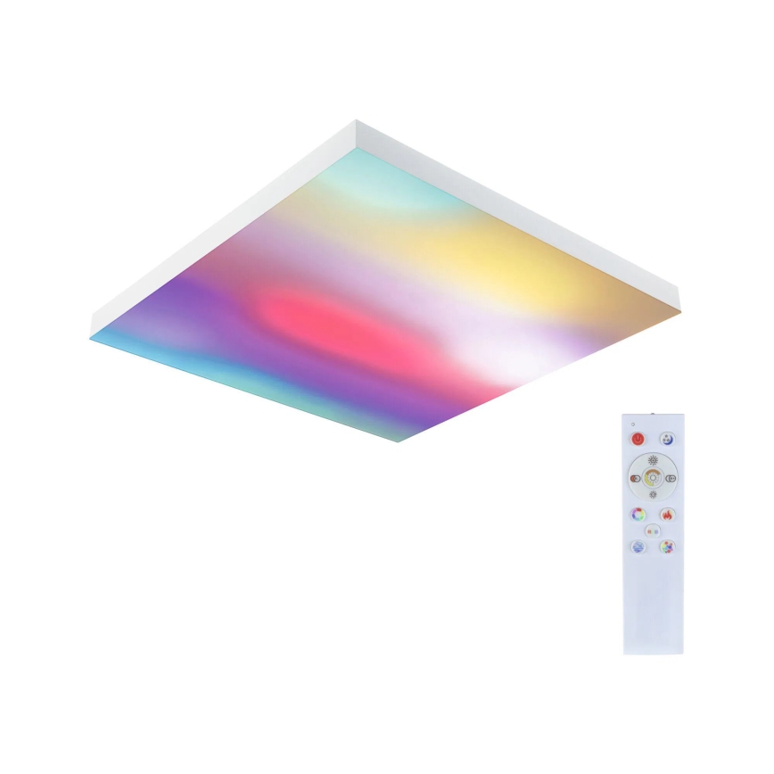 Plafonieră LED dimabilă Paulmann LORIA 79910, 31W RGBW, 230V, 3000–6500K, 59,5 x 59,5 cm, albă + telecomandă