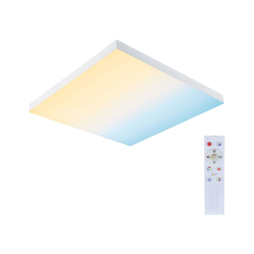 Plafonieră LED dimabilă Paulmann LORIA 79910, 31W RGBW, 230V, 3000–6500K, 59,5 x 59,5 cm, albă + telecomandă