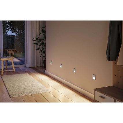 Paulmann 80003 - Lampă LED de 1W pentru scări cu senzor TSARO 230V, crom mat/lead