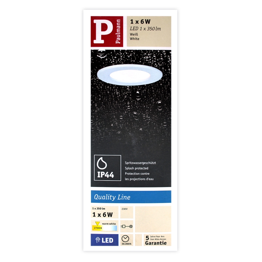 Paulmann 92061 - LED/6W IP44 Lampă încastrată baie QUALITY LINE 230V