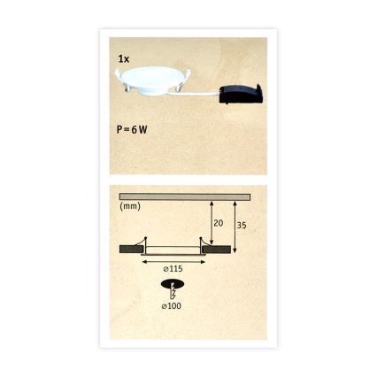 Paulmann 92061 - LED/6W IP44 Lampă încastrată baie QUALITY LINE 230V