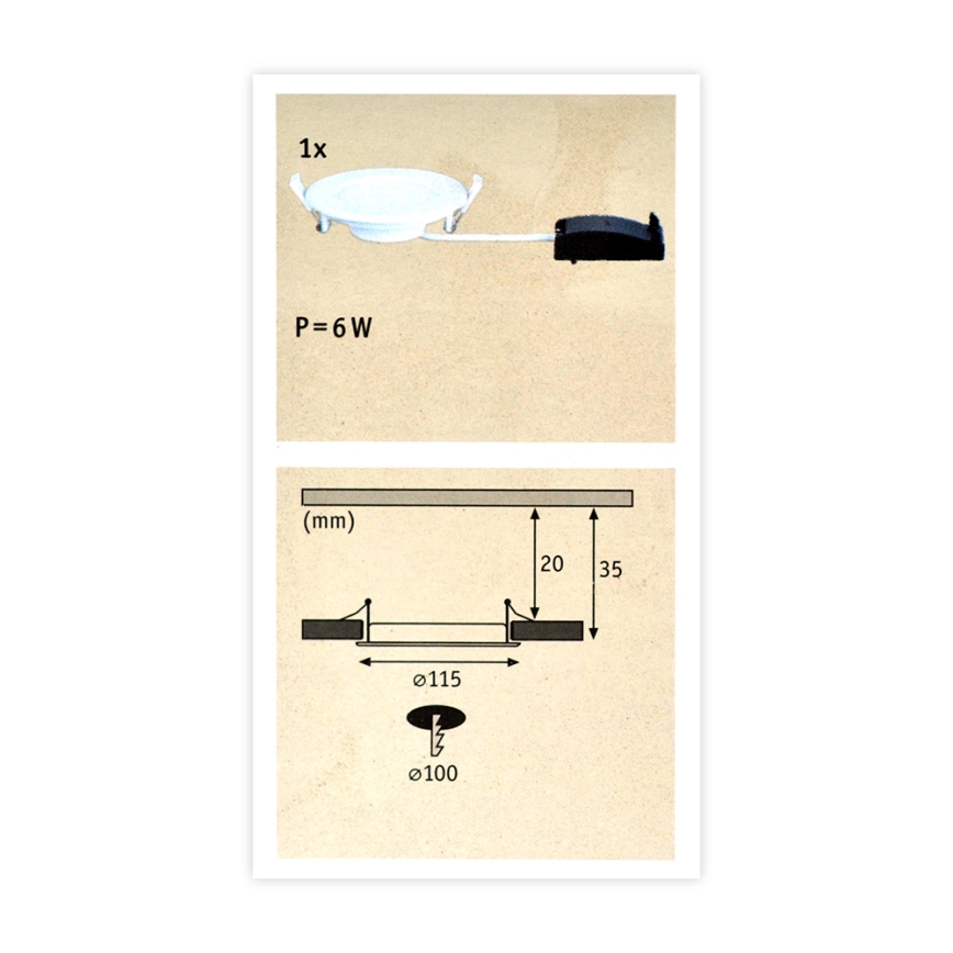 Paulmann 92061 - LED/6W IP44 Lampă încastrată baie QUALITY LINE 230V