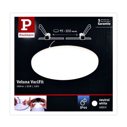 Paulmann 92391 - LED/8,5W IP44 Lampă încastrată baie VARIFIT 230V
