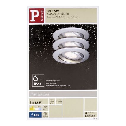 Paulmann 92516 - SET 3xLED-GU10/3,5W Lumină încastrabilă pentru baie PREMIUM LINE 230V