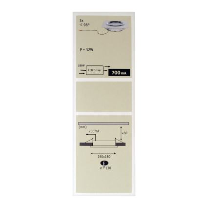 Paulmann 92695 - SET 3x Lampă încastrată dimmabilă LED DICE 3xLED/8W/230V