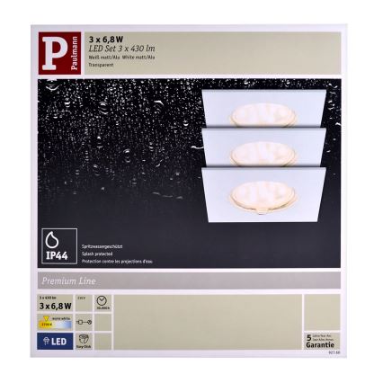 Paulmann 92760 - SET 3X LED Lampă încastrată baie COIN LED/6,8W/230V alb