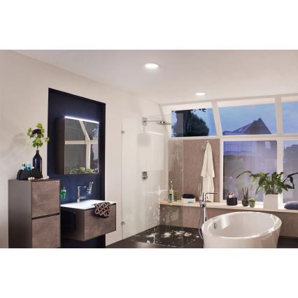 Paulmann 92935 - Corp de iluminat încastrat LED compatibil cu dimmer AREO pentru baie, 12W, IP44, 230V, Ø 18 cm, crom mat