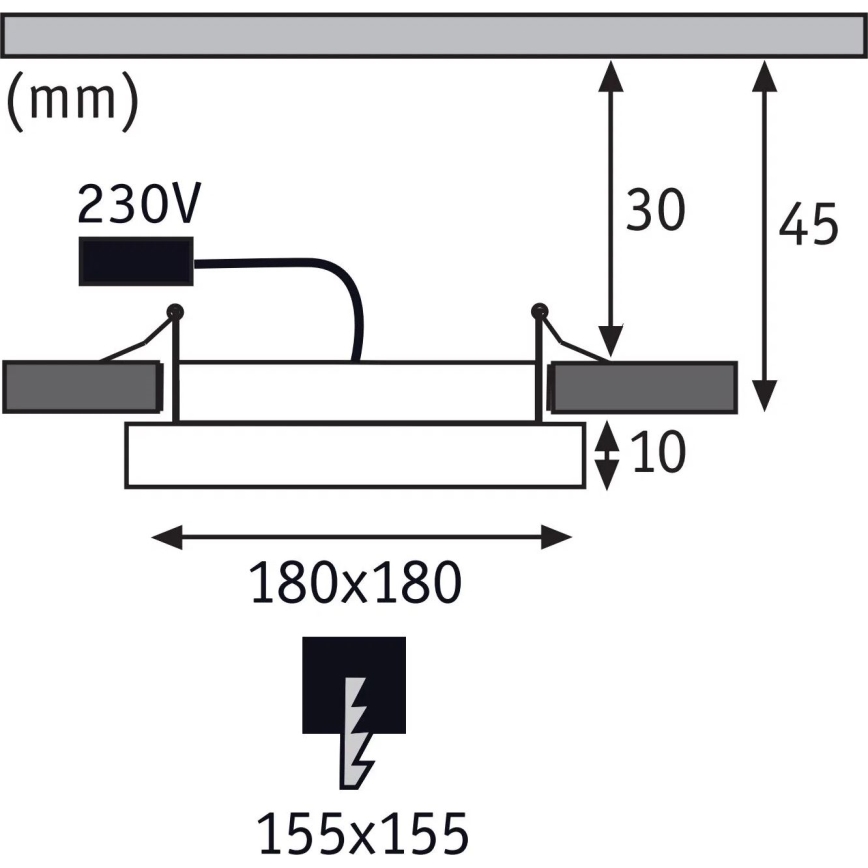 Paulmann 92939 - Spot LED încastrat AREO 11W, dimabil, IP44, 230V, 18x18 cm, crom mat