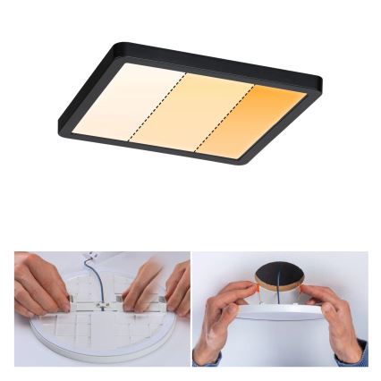 Paulmann 93101 - Spot LED încastrat AREO 13W, IP44, pentru baie, 230V, 2000/3000/4000K, 17,5x17,5 cm, negru