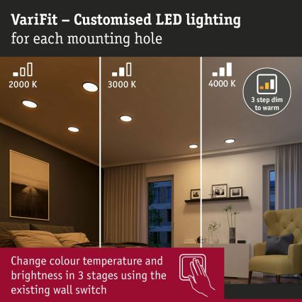 Paulmann 93102 - LED/16W IP44 Corp de iluminat încastrat pentru baie AREO 230V 2000/3000/4000K Ø 23 cm negru