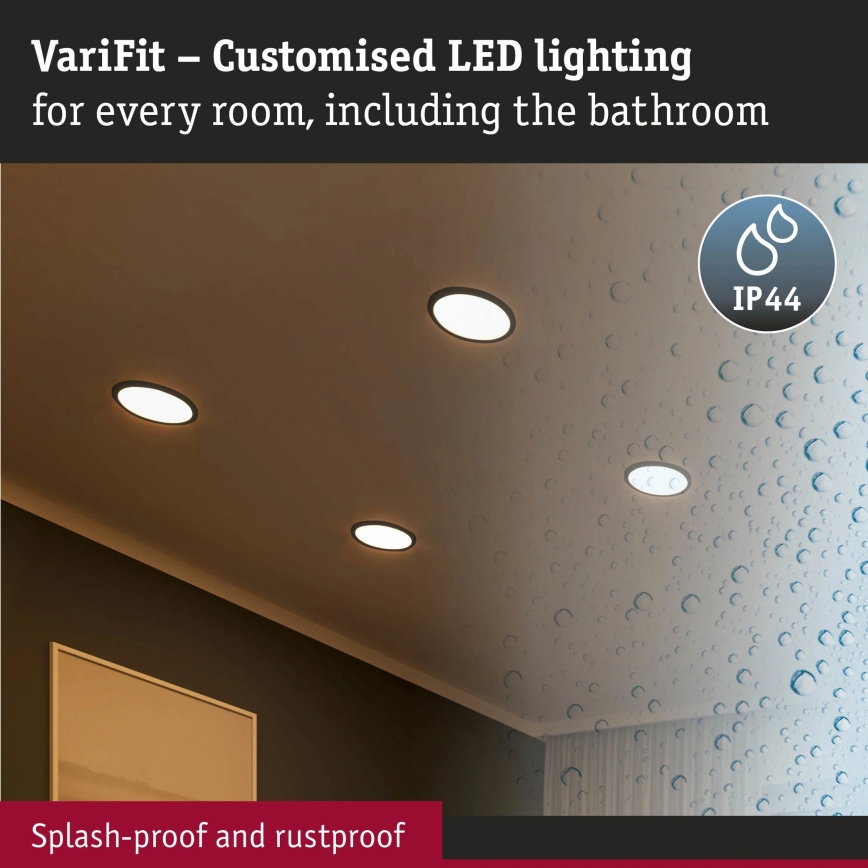 Paulmann 93102 - LED/16W IP44 Corp de iluminat încastrat pentru baie AREO 230V 2000/3000/4000K Ø 23 cm negru