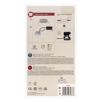Paulmann 93483 - SET 3xLED/6,5W IP23 Lumină încastrabilă reglabilă pentru baie NOVA 230V